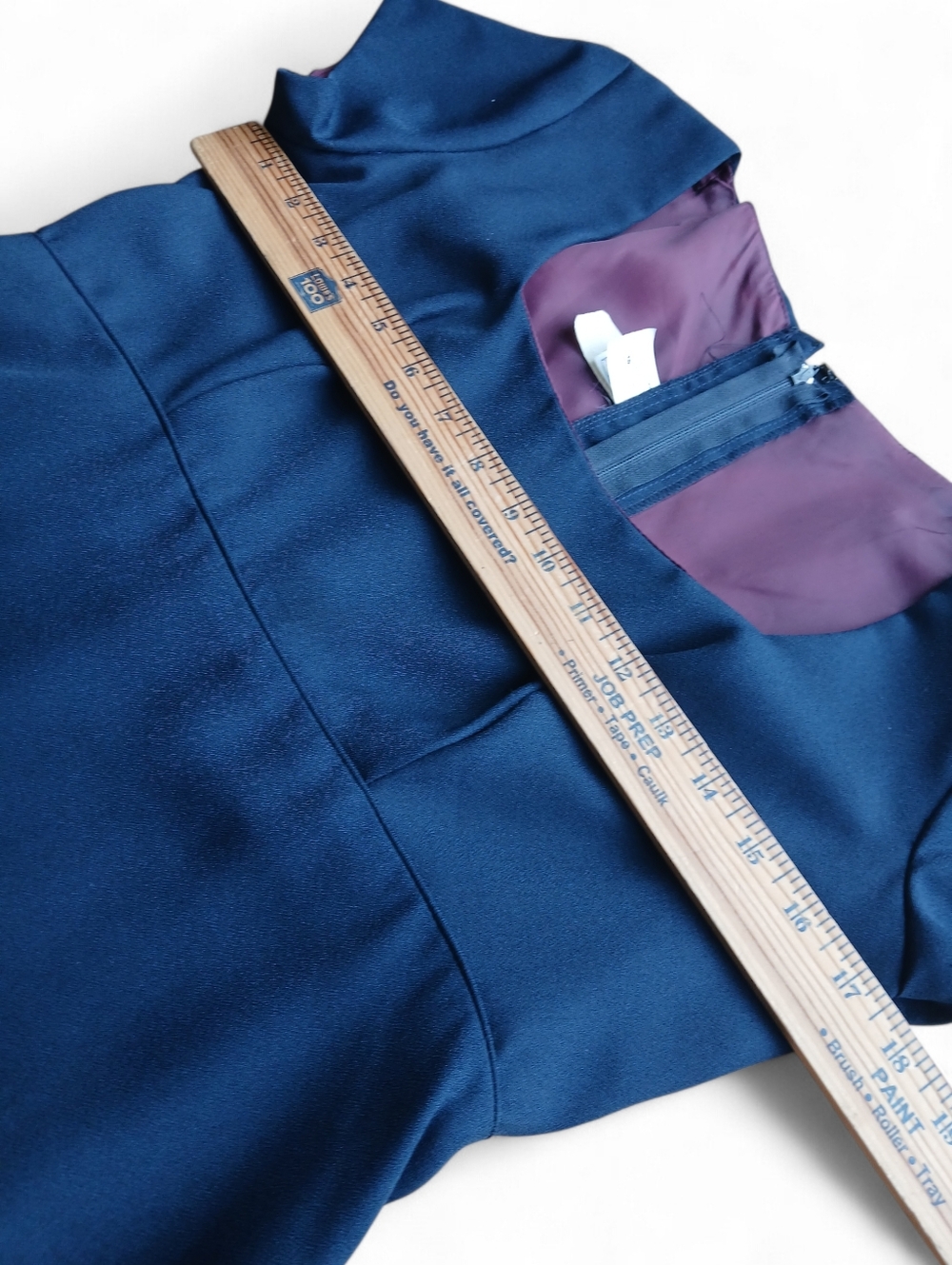 IGLWU Vintage Women's Size Small Navy Fit-and-Flare Dress with Purple Lining - Picture 8 of 15